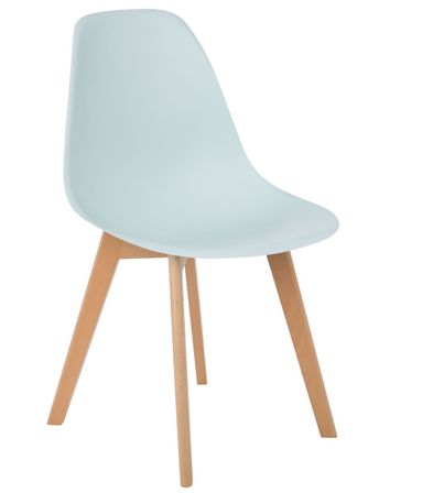 Chaise nordique bleu pastel et pieds hêtre clair Nordo - Lot de 2