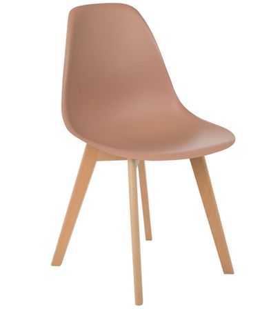 Chaise nordique camel mate et pieds hêtre clair Tula - Lot de 2