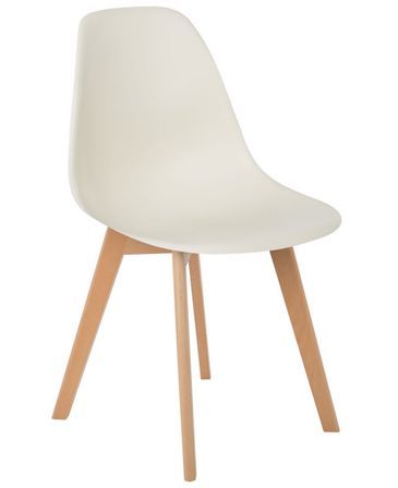 Chaise nordique crème mate et pieds hêtre clair Tula - Lot de 2