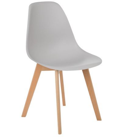 Chaise nordique gris clair et pieds hêtre clair Nordo - Lot de 2