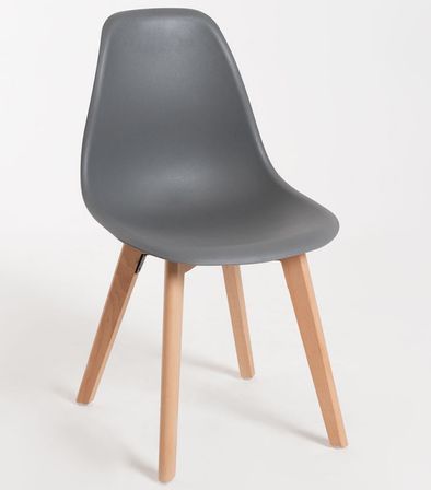 Chaise nordique gris foncé et pieds hêtre clair Nordo - Lot de 2