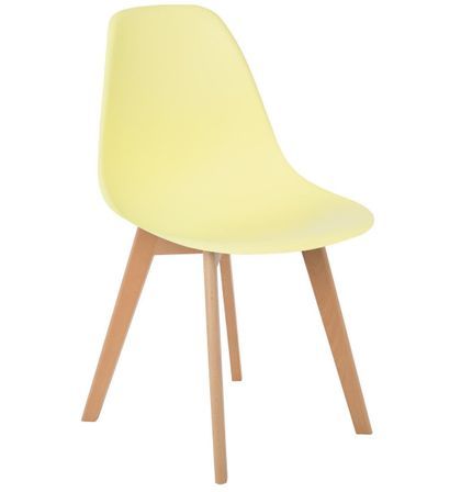 Chaise nordique jaune pastel et pieds hêtre clair Nordo - Lot de 2