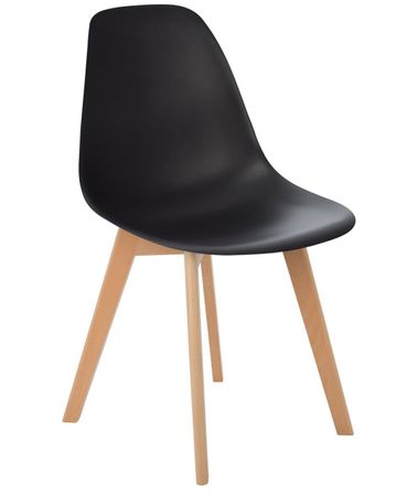 Chaise nordique noir et pieds hêtre clair Nordo - Lot de 2