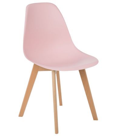 Chaise nordique rose clair et pieds hêtre clair Nordo - Lot de 2