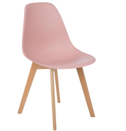 Chaise nordique rose pastel mate et pieds hêtre clair Tula - Lot de 2