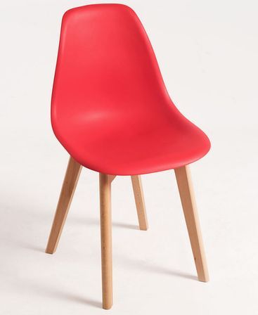 Chaise nordique rouge et pieds hêtre clair Nordo - Lot de 2