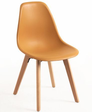 Chaise nordique rouille et pieds hêtre clair Nordo - Lot de 2