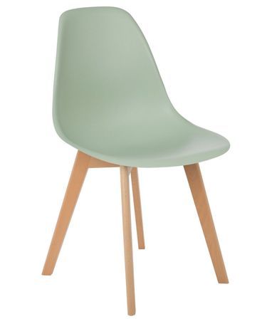 Chaise nordique vert pastel et pieds hêtre clair Nordo - Lot de 2