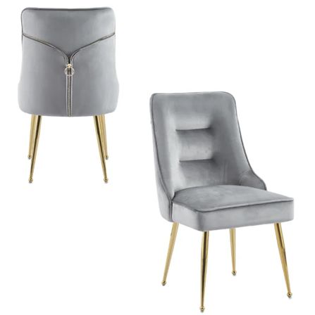 Chaise originale velours et pieds métal doré Farma - Lot de 2