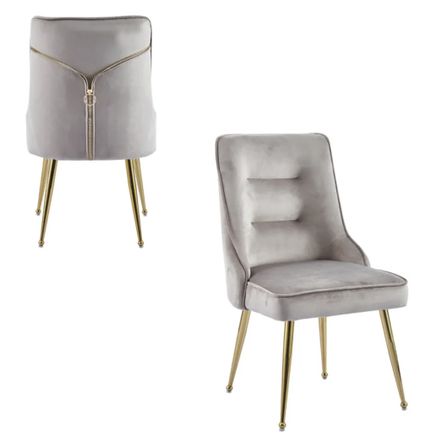 Chaise originale velours et pieds métal doré Farma - Lot de 2