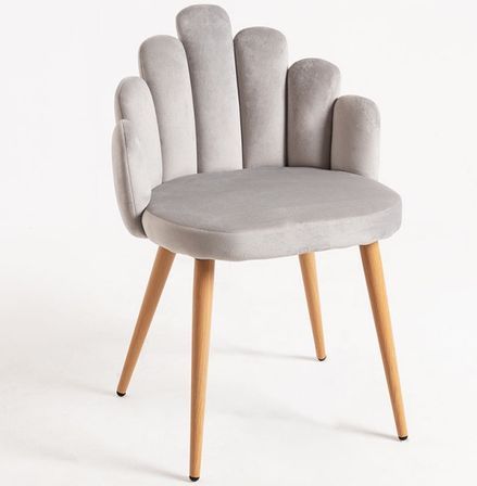 Chaise originale velours gris clair et pieds métal naturel Achille - Lot de 2