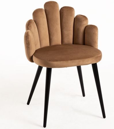 Chaise originale velours marron et pieds métal noir Achille - Lot de 2