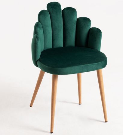 Chaise originale velours vert et pieds métal naturel Achille - Lot de 2