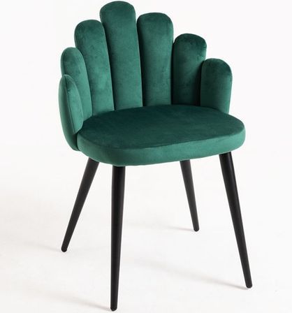 Chaise originale velours vert et pieds métal noir Achille - Lot de 2