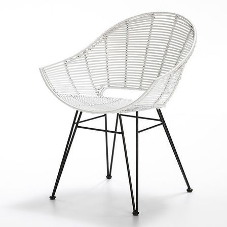Chaise osier blanc et pieds métal noir Rositta