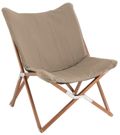 Chaise papillon pliable toile bois taupe beige Jinay