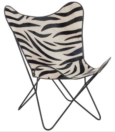 Chaise papillon zèbre cuir bicolore Mona