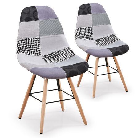 Chaise Patchwork Gris Pacha - Lot de 2