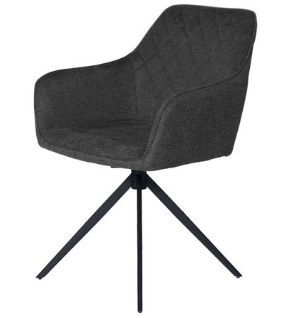 Chaise pivotante à 180º avec accoudoir tissu et pieds métal noir Valera