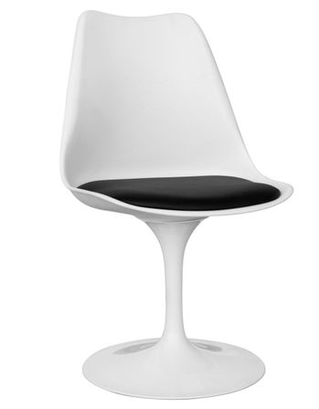 Chaise pivotante Tulipa - Blanche avec coussin en simili cuir