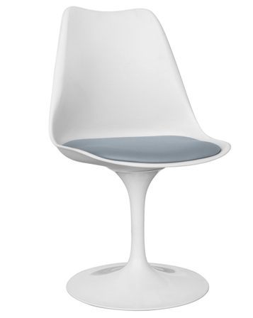 Chaise pivotante Tulipa - Blanche avec coussin en simili cuir