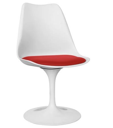 Chaise pivotante TULIPA Classique blanche – Coussin en simili cuir – Pied central en acier blanc brillant