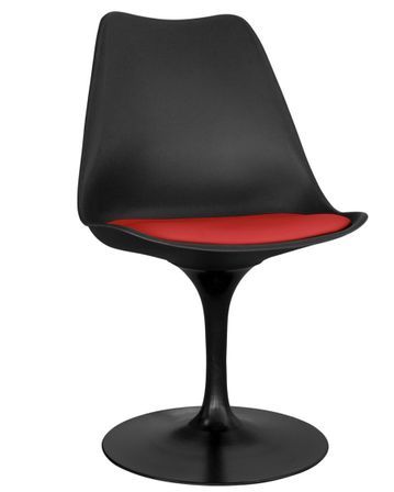 Chaise pivotante Tulipa - Noire avec coussin en simili cuir