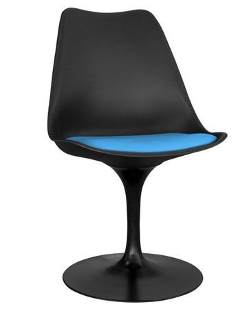 Chaise pivotante Tulipa - Noire avec coussin en simili cuir