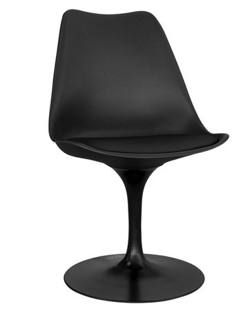 Chaise pivotante Tulipa - Noire avec coussin en simili cuir