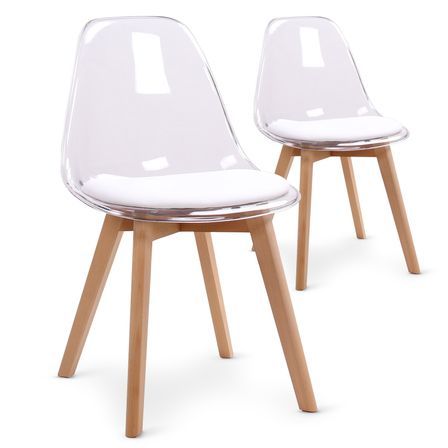 Chaise Plexi Blanc Plaza - Lot de 2