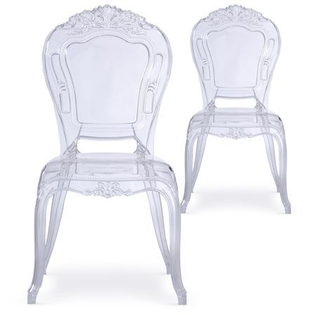 Chaise Plexi transparent King - Lot de 2