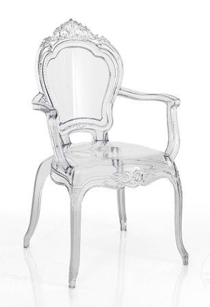 Chaise polycarbonate transparent avec accoudoirs Kenza - Lot de 2