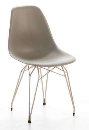 Chaise polypropylène taupe et pieds métal doré Rooj