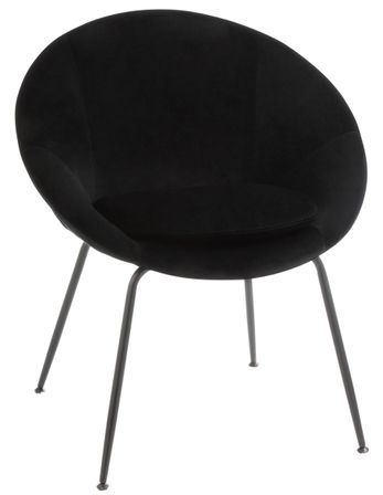 Chaise ronde métal et textile noir Chania L 69 cm