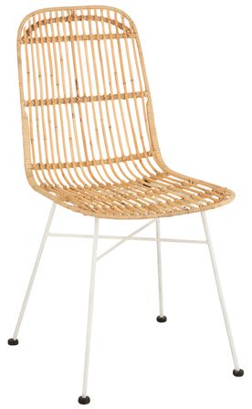 Chaise rotin eet métal naturel blanc Ema L 58 cm