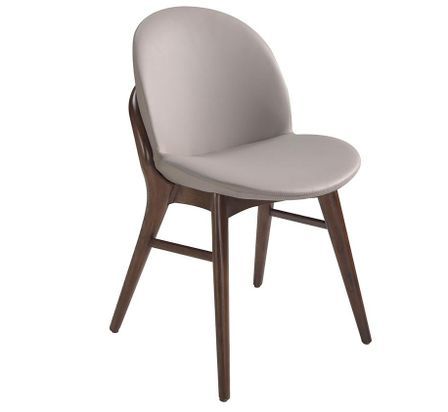 Chaise SABRY – Bois de frêne noyer & cuir écologique beige
