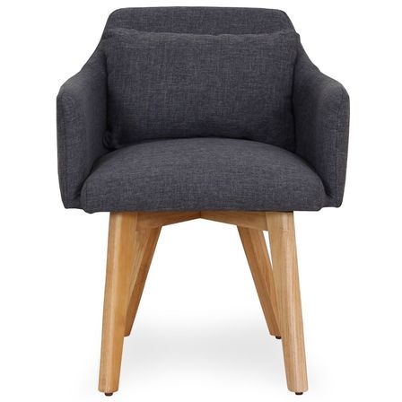 Chaise scandinave avec accoudoir tissu gris foncé Kendi