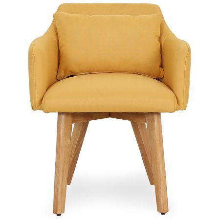 Chaise scandinave avec accoudoir tissu jaune Kendi