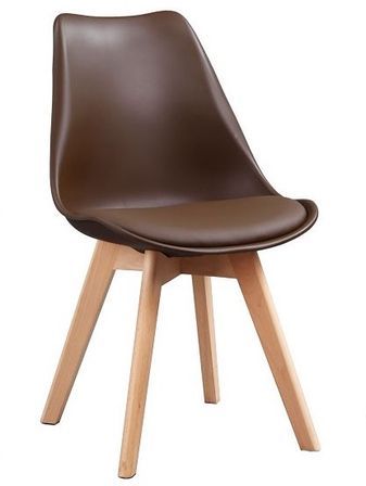 Chaise scandinave avec coussin simili marron Genève - Lot de 2