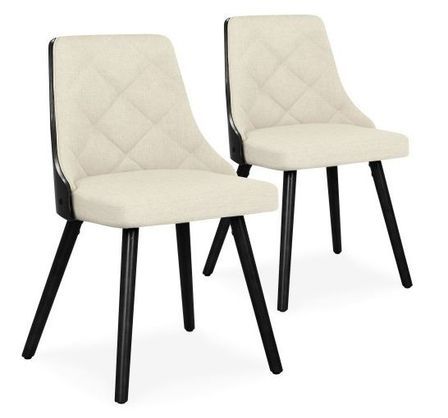 Chaise scandinave bois noir et tissu beige Laly - Lot de 2