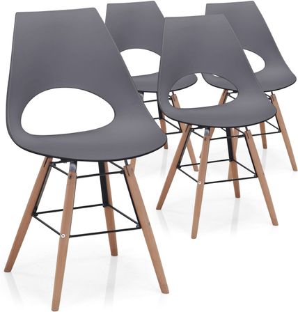 Chaise scandinave gris foncé Dona - Lot de 4