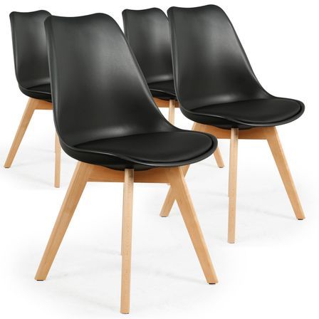 Chaise Scandinave Orna Noir - Lot de 4