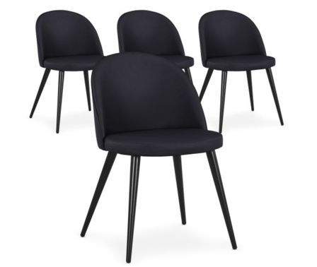 Chaise scandinave simili cuir noir Scary - lot de 4