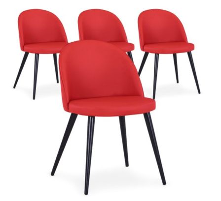 Chaise scandinave simili cuir rouge Scary - lot de 4
