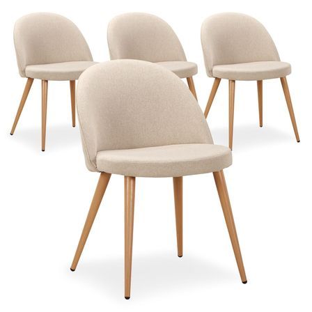 Chaise scandinave tissu beige Scary - lot de 4
