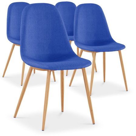 Chaise Scandinave Tissu Bleu Glas - Lot de 4