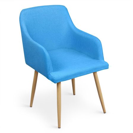 Chaise Scandinave Tissu Bleu Paola - Lot de 2