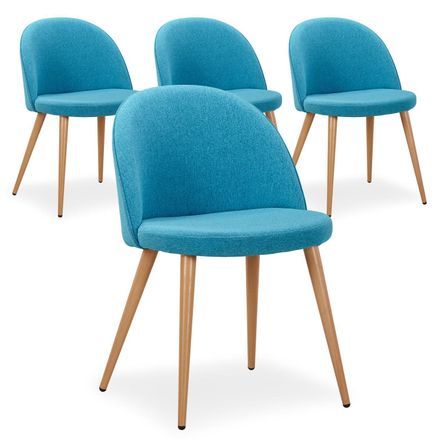 Chaise scandinave tissu bleu Scary - lot de 4
