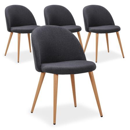 Chaise scandinave tissu gris foncé Scary - lot de 4