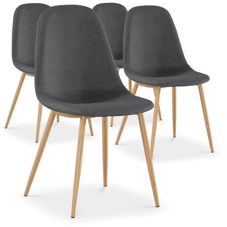 Chaise Scandinave Tissu Gris Glas - Lot de 4